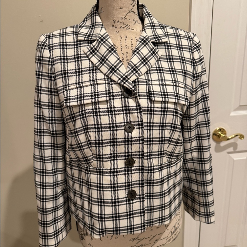 J Crew Collection Cropped Plaid Jacket